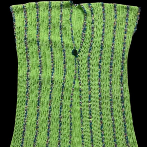 DeeCrochet Tops - Deecrochet Crocheted Cotton Yarn Cardigan Shrug for Woman (XXXL, Apple Green)